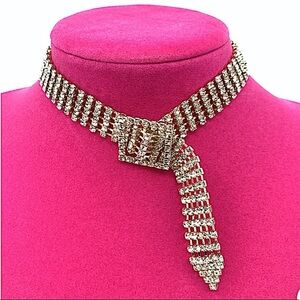 Gold Belt Buckle Crystal Choker